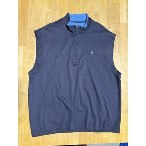 Payne Stewart Golf Vest Mens XXL Navy Blue 1/4 Zip Cotton Pullover Logo